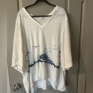Oversized white Free People T shirt, size S
